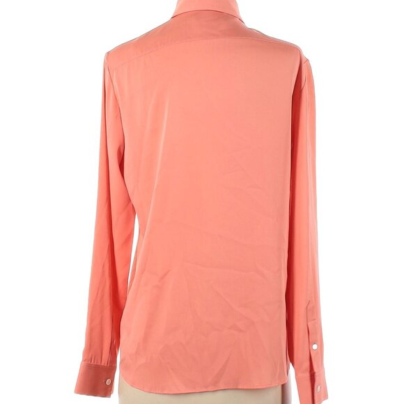 Choi Stretch-silk Crepe De Chine Shirt In Coral - Picture 3 of 3
